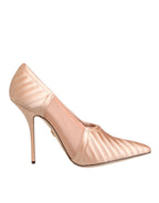 Cipria Nude Satin Mesh Stiletto Pumps Shoes