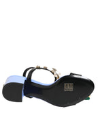 Multicolor Floral Appliqué Crystal Sandal Shoes