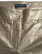 Gold High Waist Skinny Women Metallic Pants