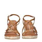 Brown Leather Wedge Sandals