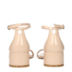 Beige Leather Flat Sandals