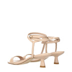 Beige Leather Stiletto Heel Sandals