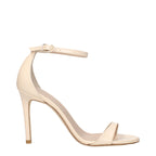 Beige Leather Stiletto Heel Sandals