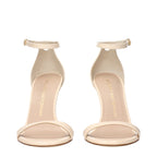Beige Leather Stiletto Heel Sandals