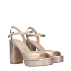 Beige Leather Platform Sandals