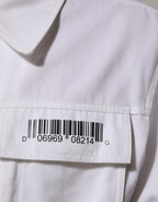 White Barcode Patch Utility Zip Jumpsuit Pants