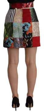 Multicolor Patchwork A-line Polyester Skirt