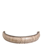 Beige Brown Snakeskin Leather Gold Ring Shoulder Strap