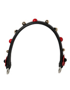 Black Embellished Leather Bag Handle Women Shoulder Strap