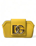 Yellow Smooth Leather DG Logo Clutch Crossbody Case Bag