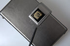 Steel Gray Leather Box Shape Shoulder Gold DG Logo Plaque Bag