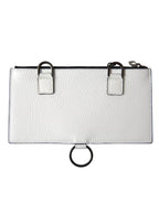 White Calfskin Leather Large Crossbody Card Holder Wallet