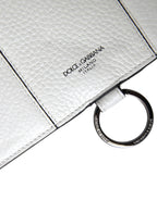 White Calfskin Leather Large Crossbody Card Holder Wallet
