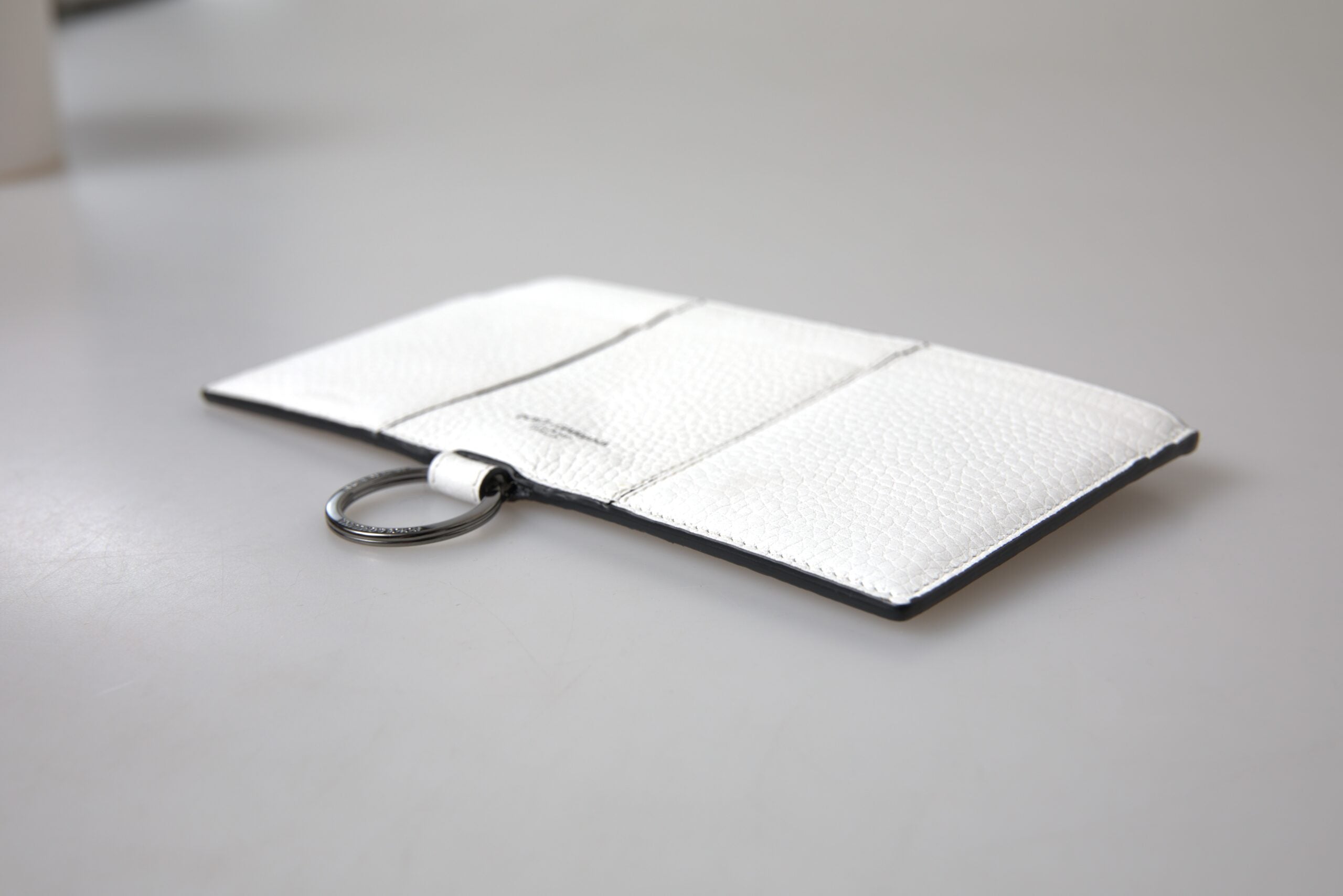 White Calfskin Leather Large Crossbody Card Holder Wallet