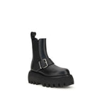 Black Calf Leather Bos Taurus Ankle Boots