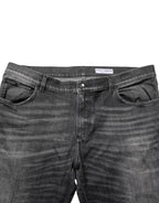 Black Gray Wash Slim Fit Straight Leg Denim Jeans