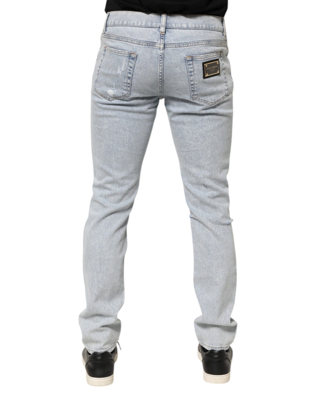 Light Blue Distressed Slim Fit Ripped Denim Jeans