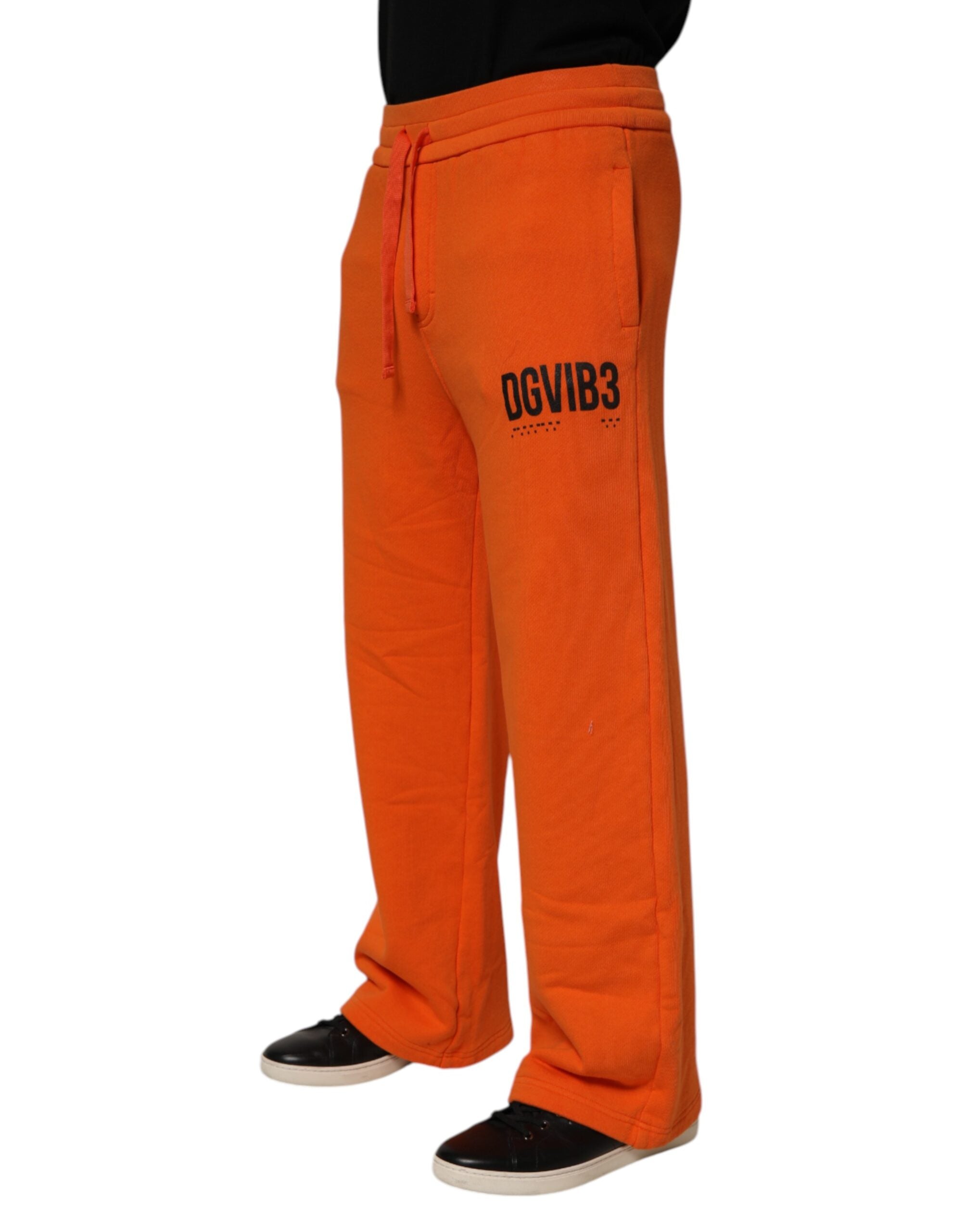 Orange Cotton DG VIB3 Logo Drawstring Sweatpants Pants