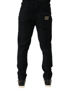 Black Cotton Logo Men Jogger Sweatpants Pants
