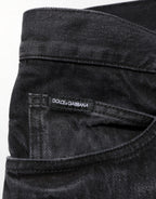Black Washed Cotton Skinny Men Denim Jeans