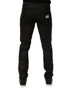 Dark Brown Tattered Cotton Skinny Denim Jeans