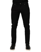 Black Cotton Blend Skinny Men Trouser Pants