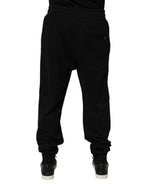 Black Cotton Drawstring Logo Sweatpants Pants