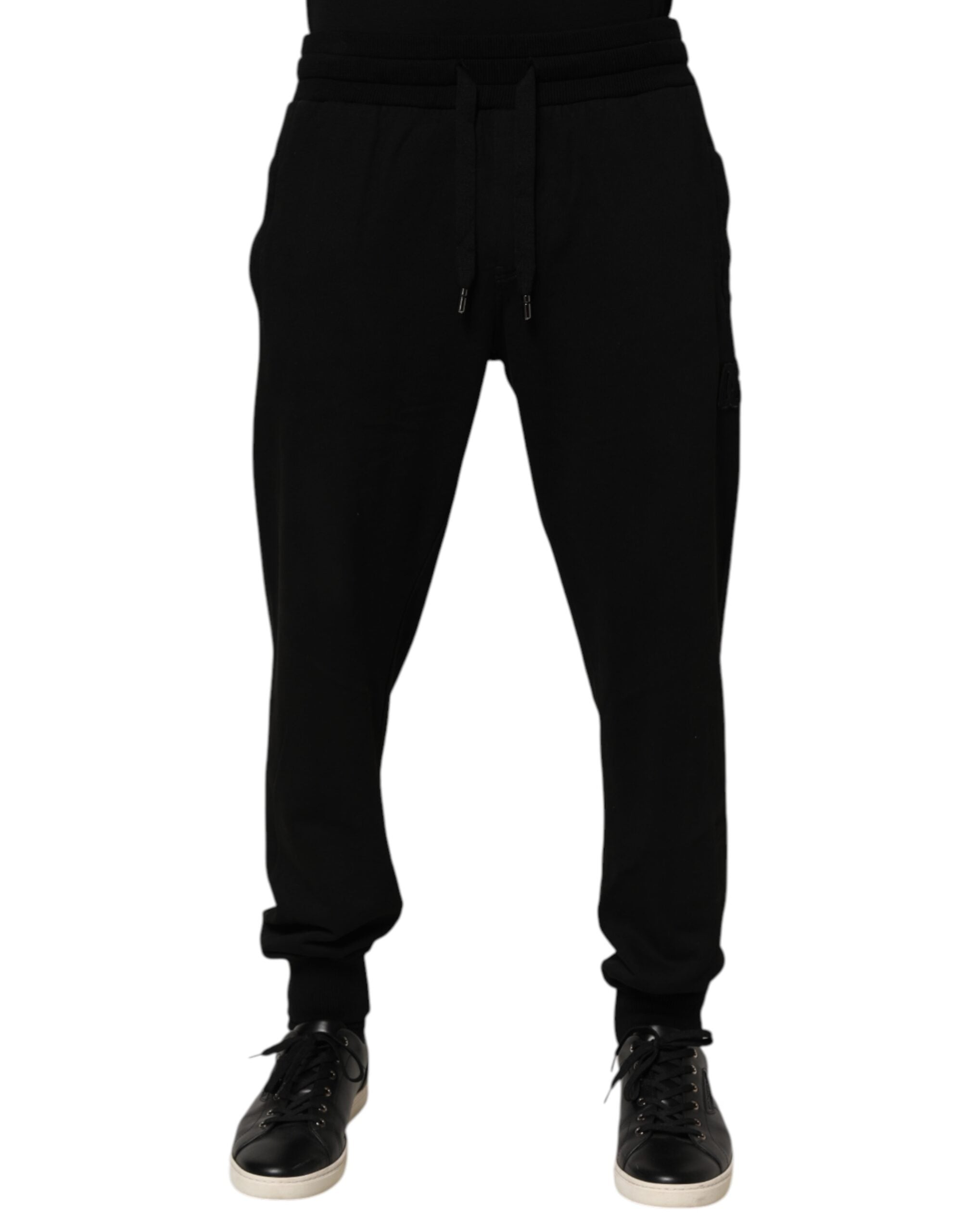 Black Cotton DG Logo Men Jogger Pants
