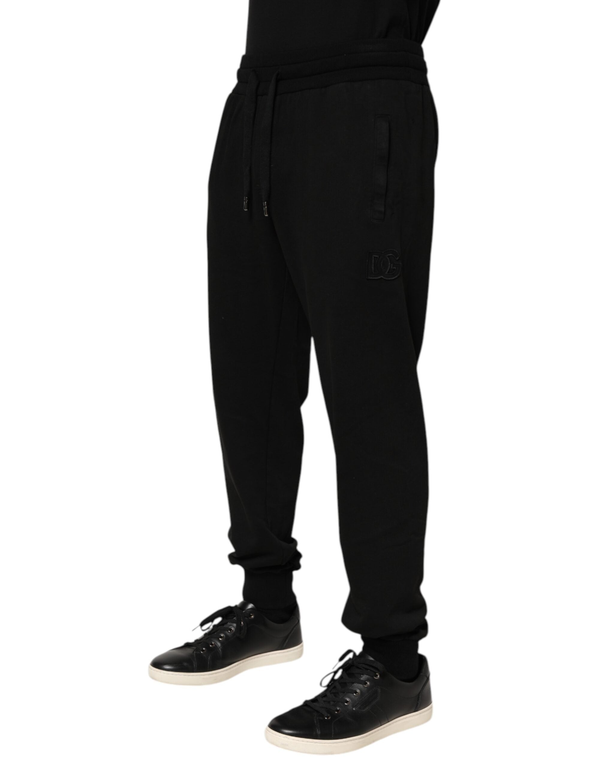 Black Cotton DG Logo Men Jogger Pants