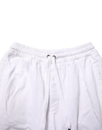White Cotton Cargo Trousers Logo Patch Pants