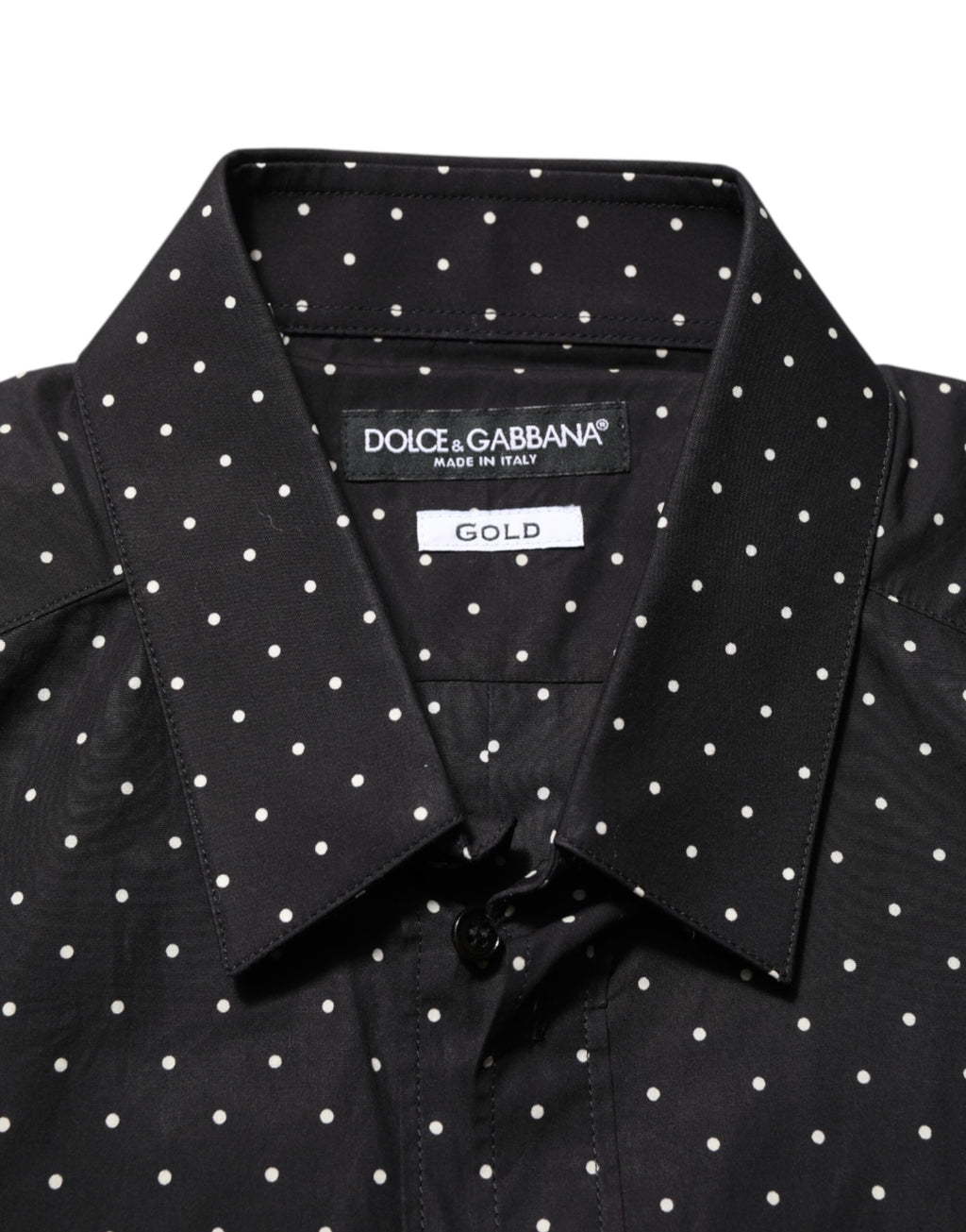 Black Polka Dot Cotton GOLD Men Formal Dress Shirt
