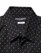 Black Polka Dot Cotton GOLD Men Formal Dress Shirt