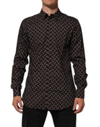 BrownFloral Collared GOLD Formal Dress Shirt