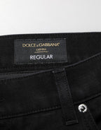 Black Cotton Regular Denim Men Trouser Jeans