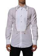 White Cotton DG Logo Pearl GOLD Formal Shirt