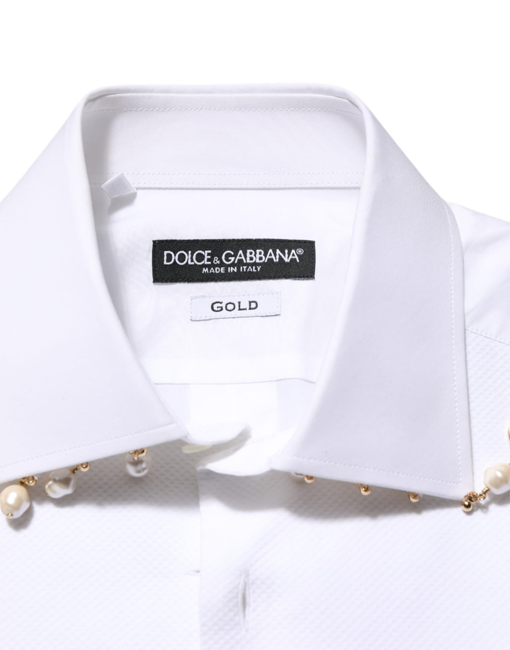 White Cotton DG Logo Pearl GOLD Formal Shirt