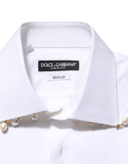 White Cotton DG Logo Pearl GOLD Formal Shirt