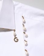 White Cotton DG Logo Pearl GOLD Formal Shirt