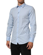 Light Blue Cotton GOLD Formal Men Dress Shirt