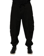 Black Cotton Cargo Jogger Sweatpants Pants
