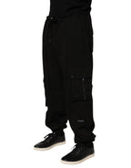 Black Cotton Cargo Jogger Sweatpants Pants