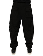 Black Cotton Cargo Jogger Sweatpants Pants