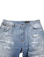 Blue Distressed Ripped Denim Trouser Jeans