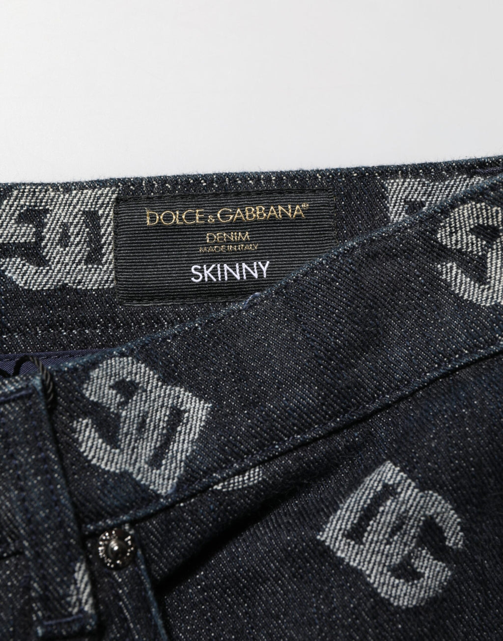 Black DG Monogram Cotton Skinny Denim Jeans