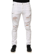 White Distressed Ripped Denim Trouser Jeans