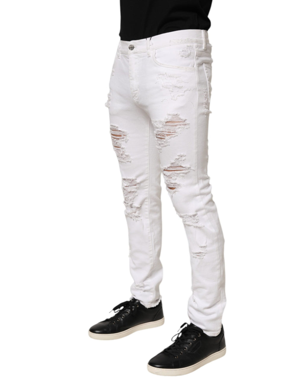 White Distressed Ripped Denim Trouser Jeans