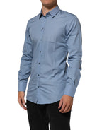 Blue Cotton Collared GOLD Formal Dress  Shirt
