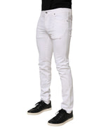 White Ripped Cotton Skinny Men Denim Jeans