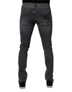 Dark Gray Cotton Stretch Skinny Denim Jeans