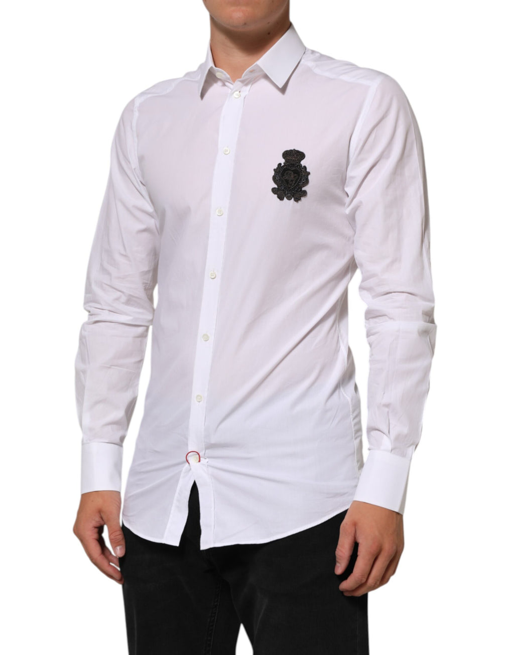 White Cotton GOLD DGPatch Formal Dress Shirt